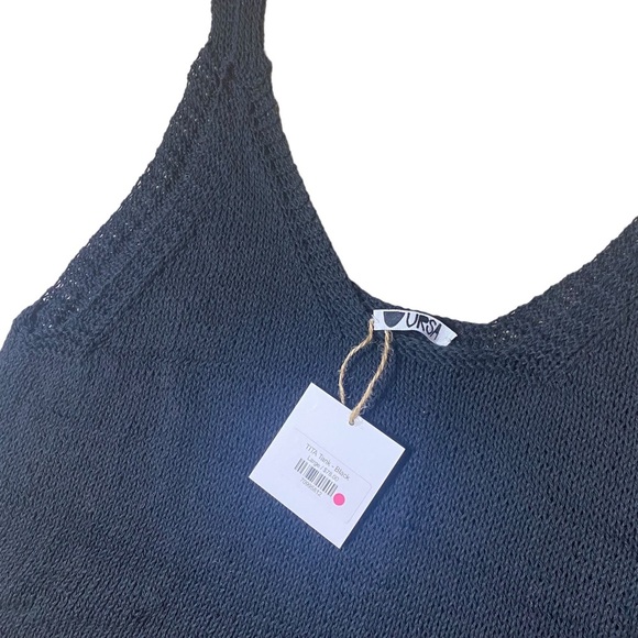 NWT URSA Textiles Tita Cotton Cord Handmade Crochet Knit Black Crop Tank Women L - Picture 2 of 3